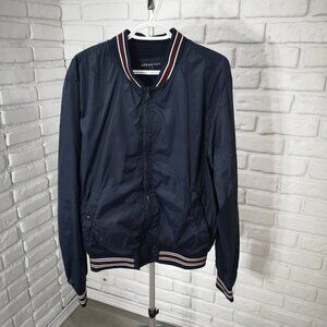 Urban Man Men's Size Large Navy Tab Collar Full Zip Lined Windbreaker